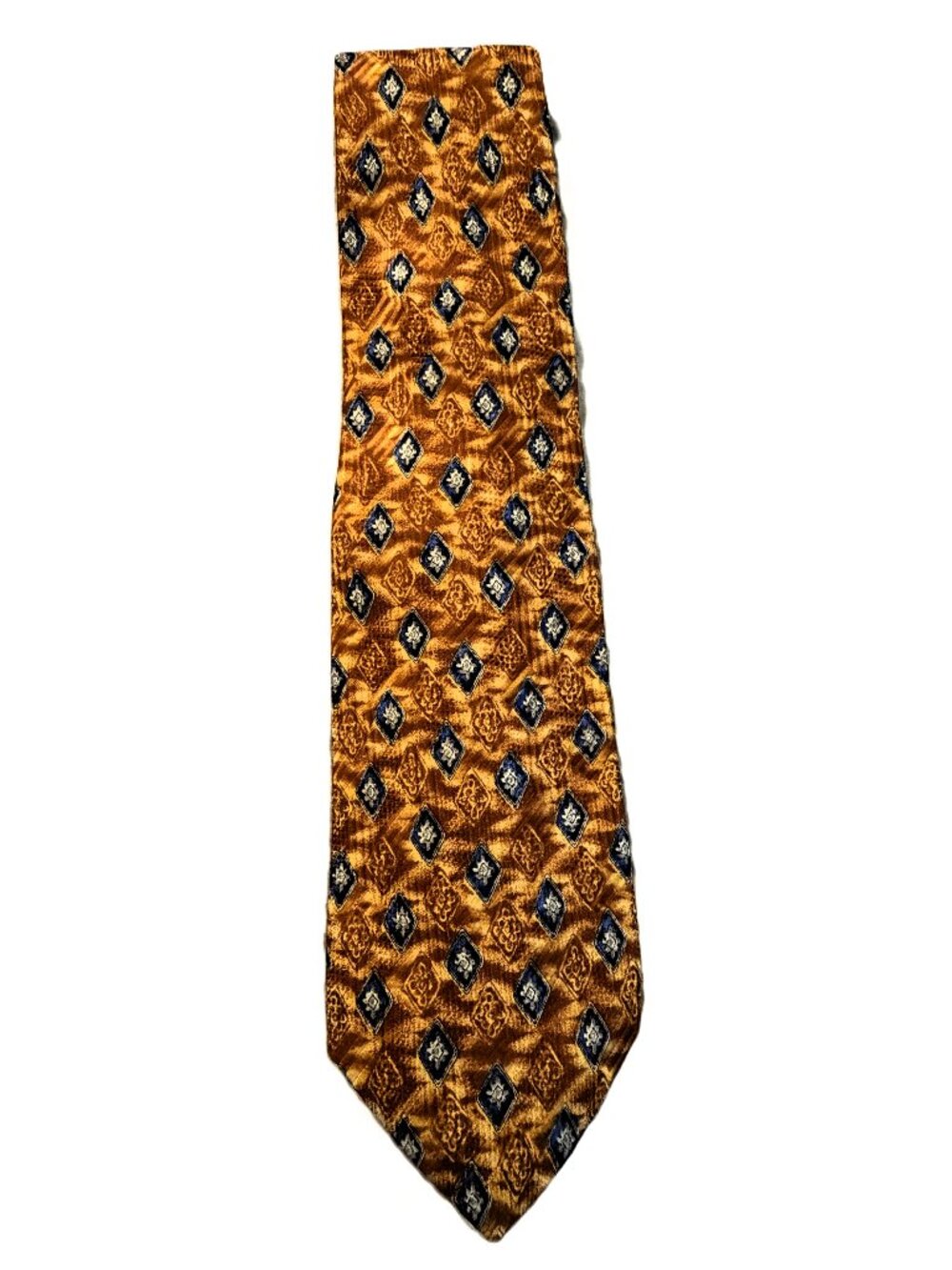 Robert Talbott Best of Class Silk Tie Gold Blue Medallion Pattern